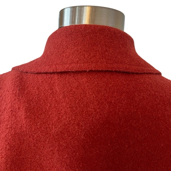 Vintage handmade rust wool felt coat button down M zip pockets - Picture 11 of 12